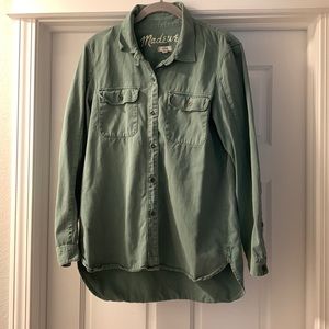 Green button up shirt. Madewell. Size M.
